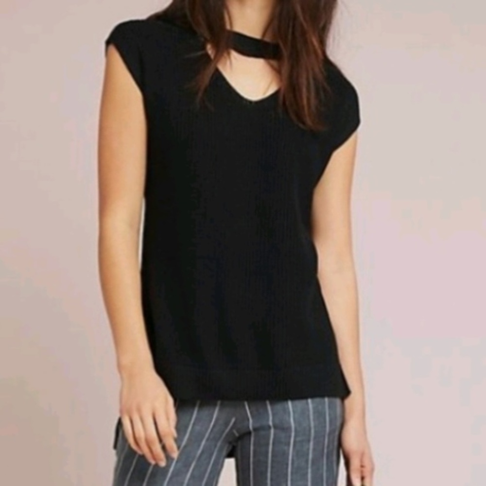 Anthro Moth Loren Choker Sweater Tunic black Lrg